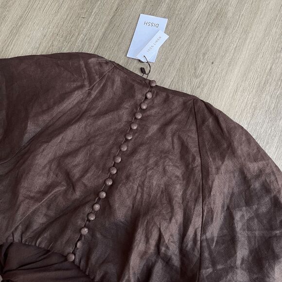 NWT Dissh Zayn Linen Mini Dress in Dark Chocolate Women's 12 - Picture 10 of 11